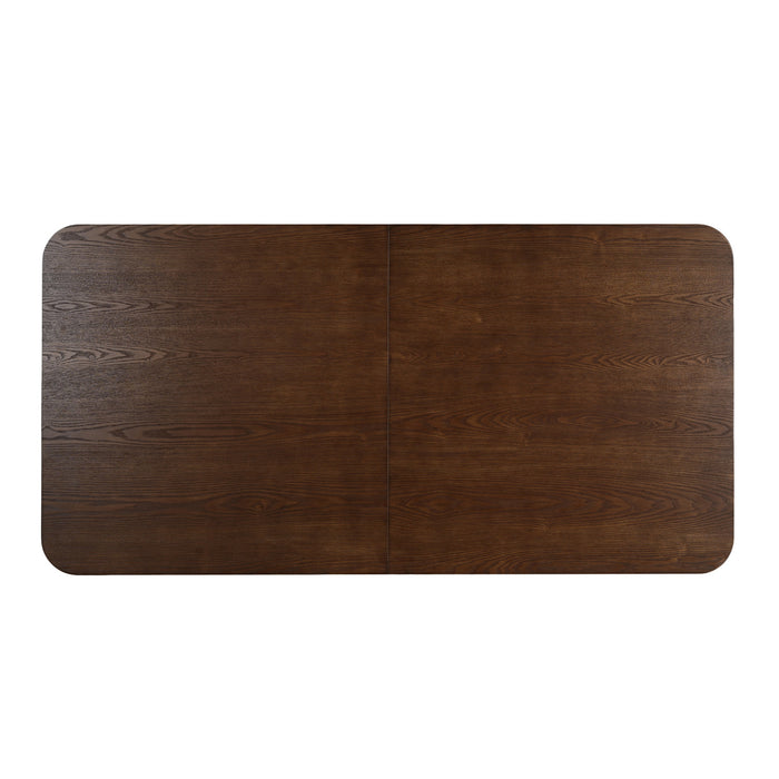 Jett 63 Inch Modern Industrial Dining Table with MDF & Iron Pedestal Base, Brown