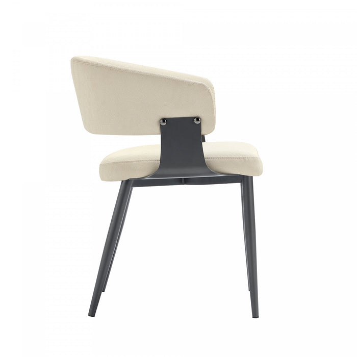 Luce Modern Textured Vegan Leather Metal Dining Chair in Sand - Set of 4