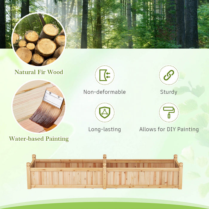 Costway Wooden Raised Garden Bed Outdoor Rectangular Planter Box Whth Drainage Holes, Natural