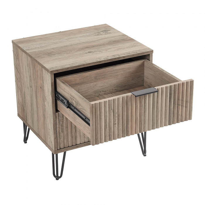 Dumbo Modern 20\" Fluted Nightstand in Rustic Gray (2-Drawer)