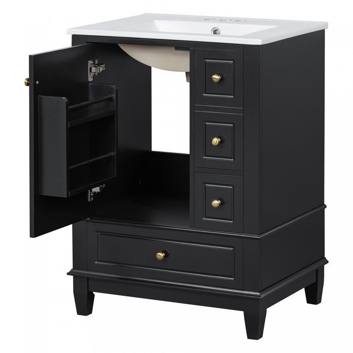 Sophia 24\" Bathroom Vanity with Ceramic Sink, Black