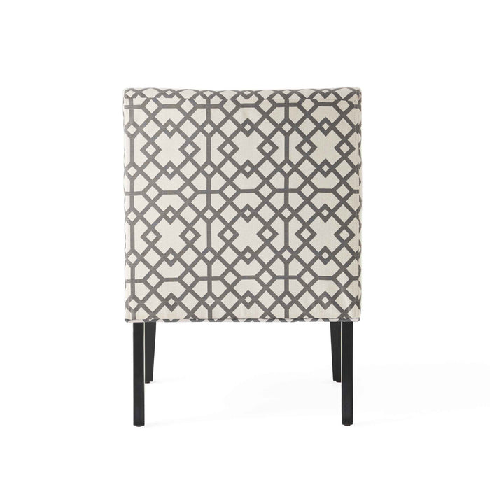 Oliver Linen-look Fabric Accent Chair With Rubberwood Legs - Grey and Ivory