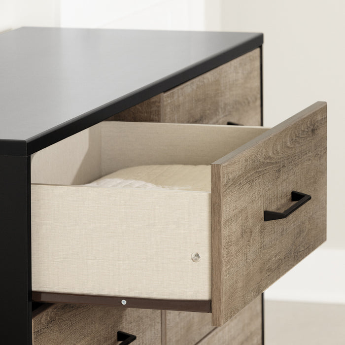 Arlen 6-drawer Dresser - Weathered Oak And Matte Black 