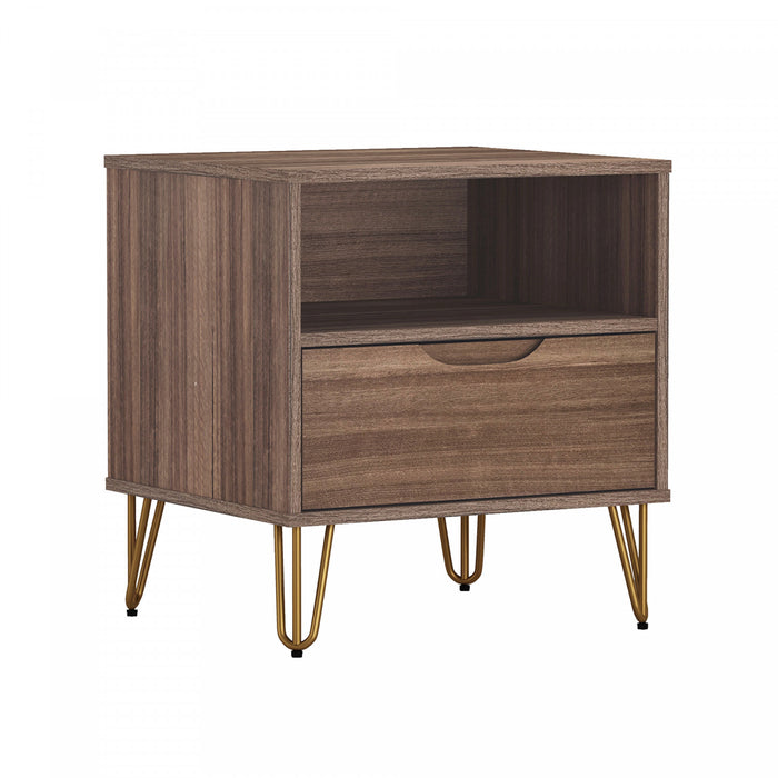 Avira Mid-Century Modern 20\" Nightstand in Brown (1-Drawer)