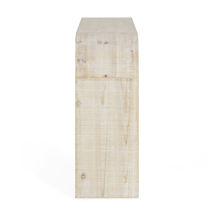 Cedar 52 Inch Wood Console Table with Curved Edge and Distressed Finish, Natural