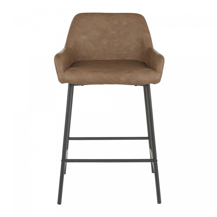 LumiSource Daniella Espresso Faux Leather Industrial Counter-Height Stool - Set of 2