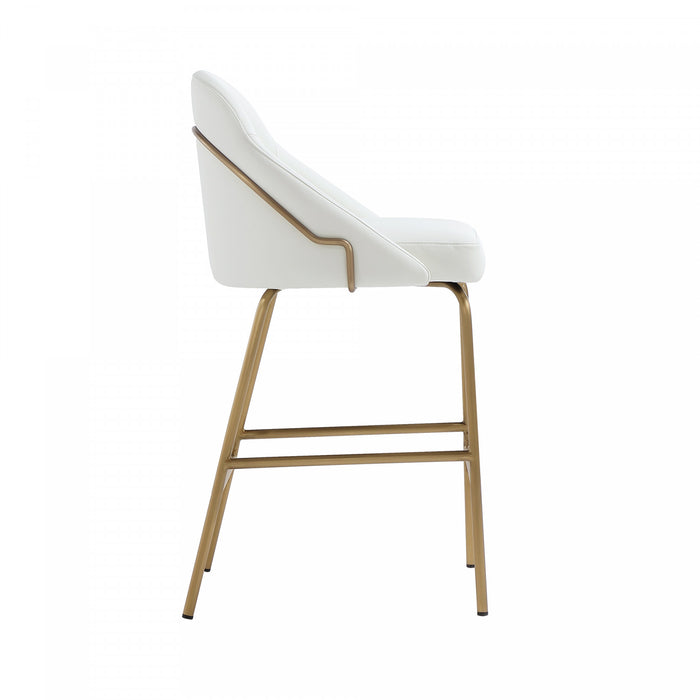 Gracie Modern Metal Upholstered Counter Stool in White and Gold - Set of 3