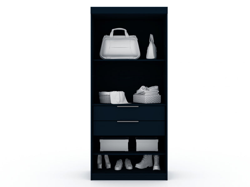 Mulberry Contemporary Modern 36\" Wardrobe Closet in Midnight Blue - Set of 3