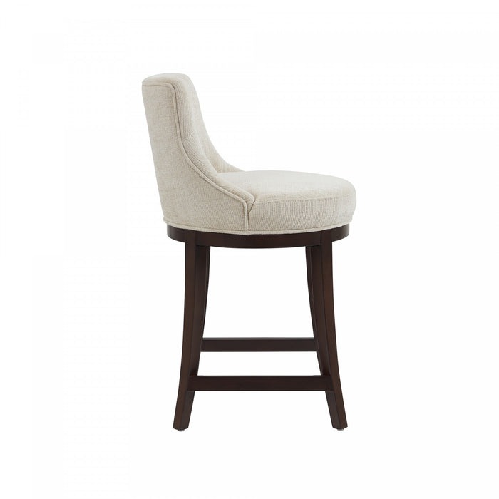 Lucia Modern Chenille Wood Counter Stool in Natural - Set of 2