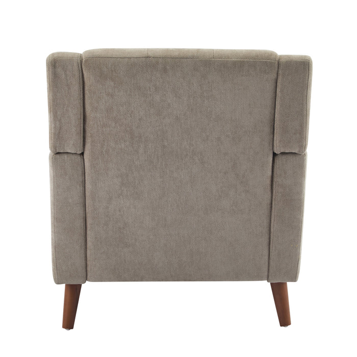 Midway Mid-Century Modern Armchair with Tufted Waffle Stitch, Light Brown, Walnut