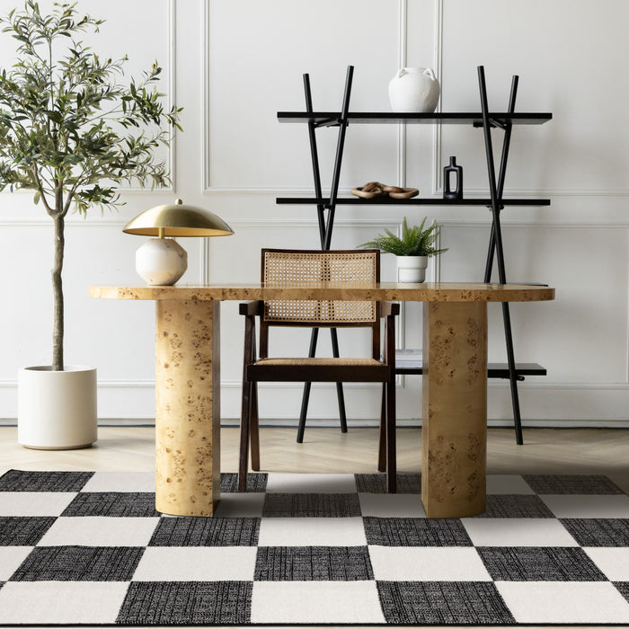 Covington Black White Checkered Pattern Rug, 5'3\" x 7'7\" Indoor Area Rug