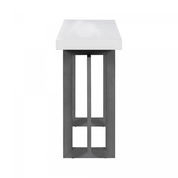Ethan 59.1'' Triple Rectangle Design Painted Entryway Table with Pine Wood Legs,White Sofa Table