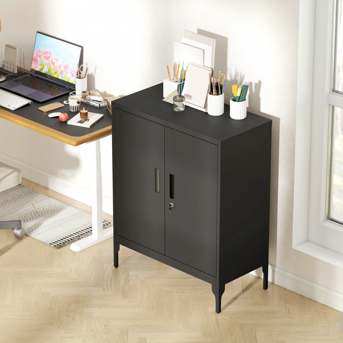 HOMCOM Metal Storage Cabinet with Lock, Steel Garage Cabinet, Black