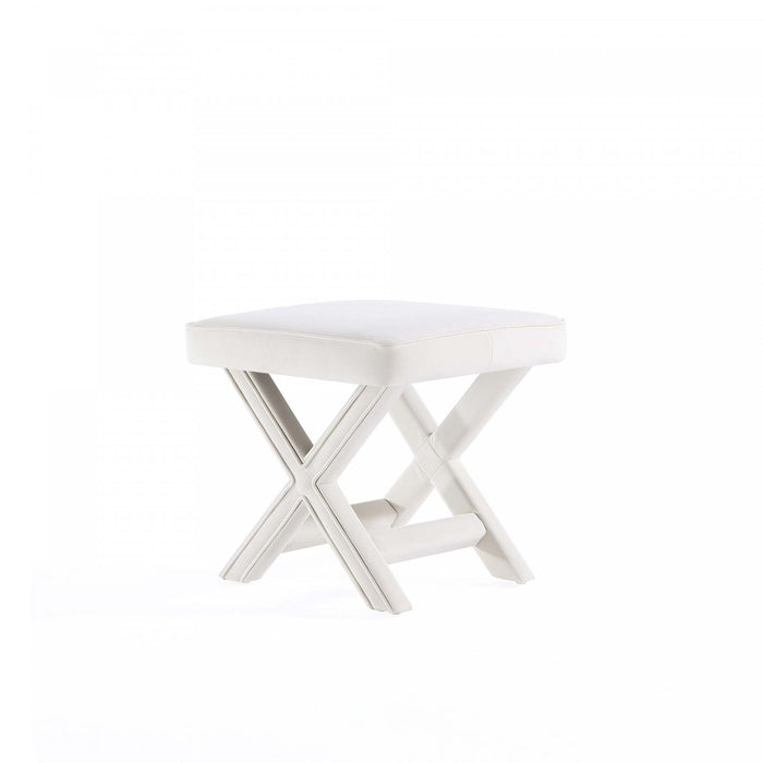 Abigail Mid-Century Modern Upholstered Velvet Accent Bench in Cream