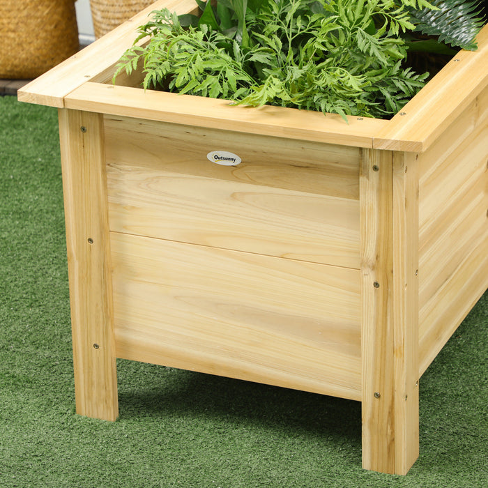 Outsunny Raised Garden Bed, Wooden Elevated Planter Box Outdoor With Legs, For Vegetables, Flowers, Herbs, L-shaped, Natural