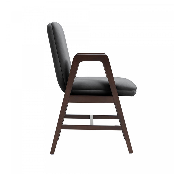 Stella Modern Wood Velvet Armchair in Graphite
