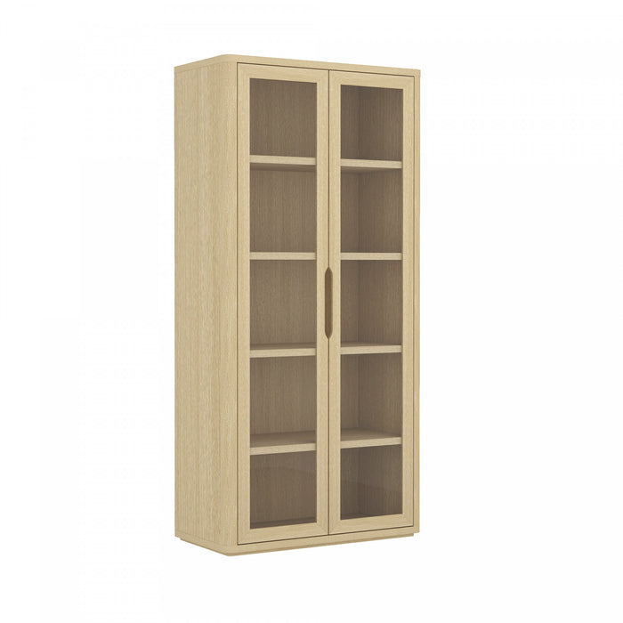 Rivington Modern 38\" Bookcase Cabinet in Natural Oak - Set of 2