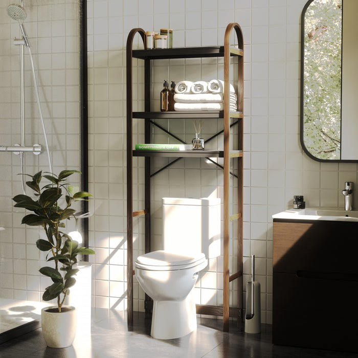 Umbra Modern Bellwood Over-Toilet Shelves - Black and Walnut