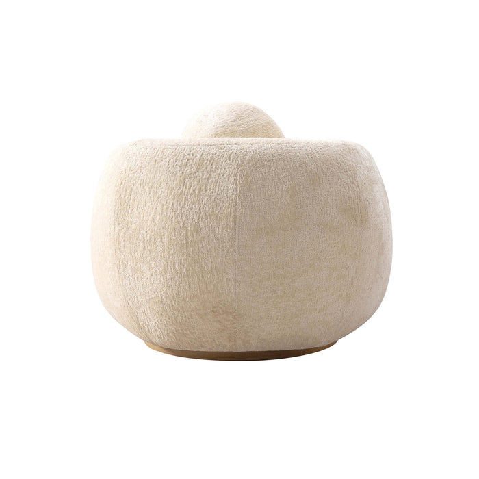Tribeca Mid-Century Modern Chenille Lounge Chair in Cream