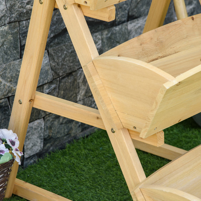 Outsunny 3 Tier Raised Garden Bed, Vertical Wooden Elevated Planter Box Kit, Plant Stand For Flowers, Vegetables, Herbs