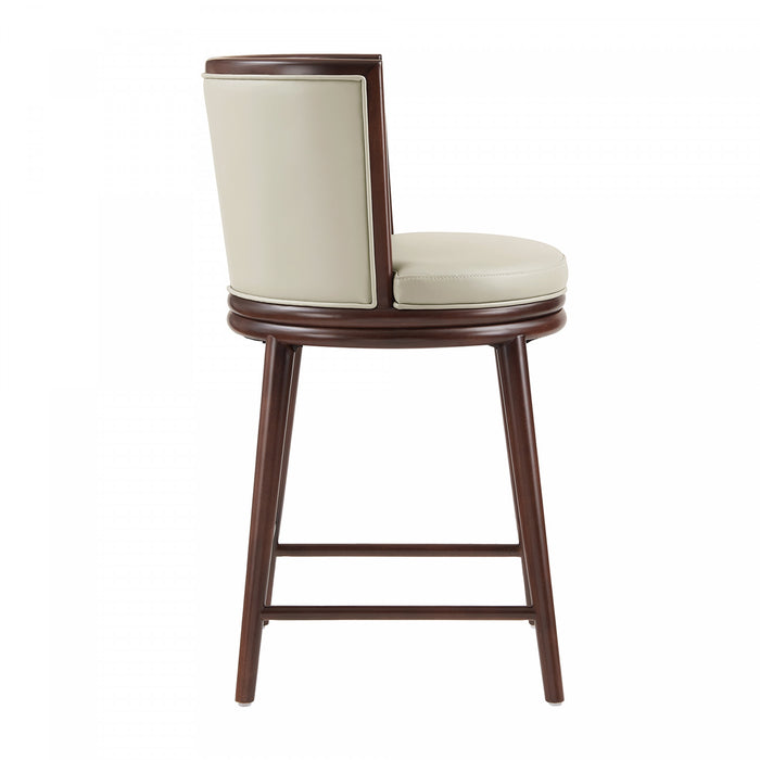 Evalyn Modern Wood Upholstered Counter Stool in Stone - Set of 3