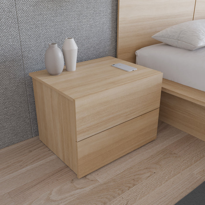 Nordika James Nightstand with 2-Drawers - Natural Blonde Oak