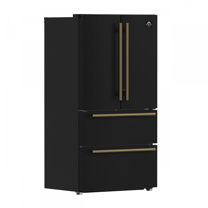 Forno Espresso Moena 36-inch French Door Refrigerator in Black, 19.2 cu.ft. - FFRBI1820-36BLK