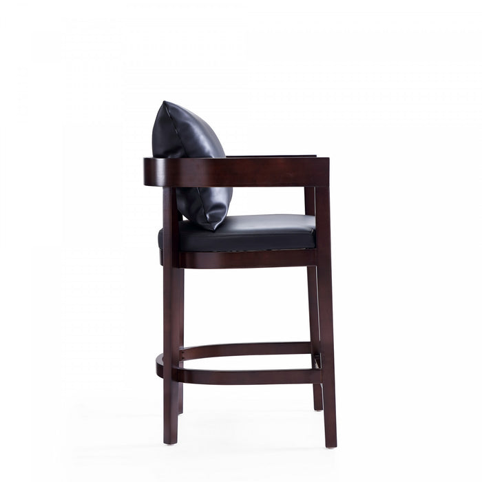 Ritz Mid-Century Modern Wood Upholstered Counter Stool in Black - Set of 3