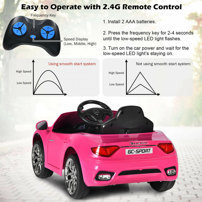 12v Kids Ride On Car Maserati Grancabrio Licensed W/ Remote Control& Lights Pink