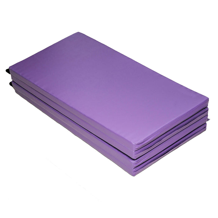 Soozier 4ftx8ftx2inch Pu Cuir Gymnastique Tumbling Gym Mat Arts Pliant Yoga Exercice Pad 4 Panneau (violet)