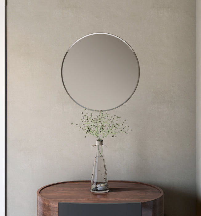 Lathe 24 Inch Frameless Round Mirror In Chrome