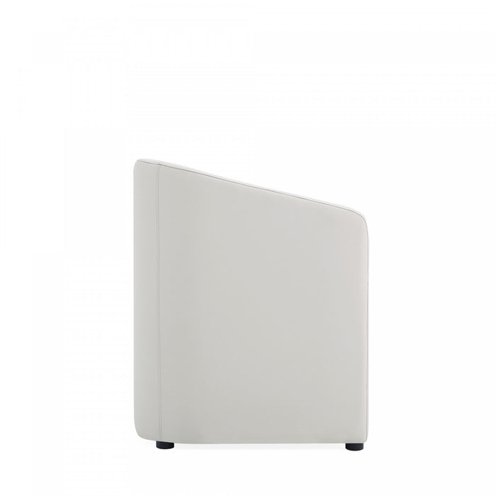 Anna Round Modern Vegan Leather Armchair in Stone Gray - Set of 2