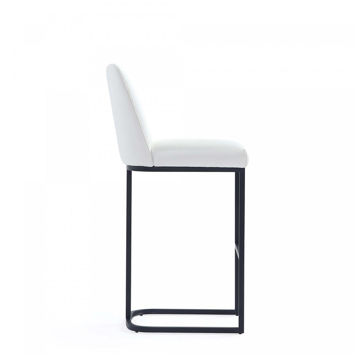 Serena Modern Metal Upholstered Barstool in White - Set of 2 Bar Stool