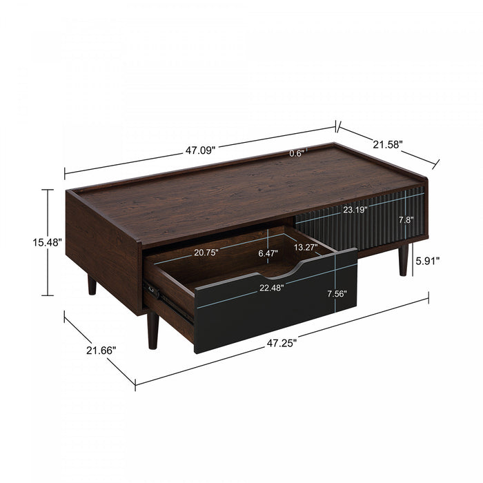 Duane Mid-Century Modern 2-Piece Coffee Table & End Table Set in Black