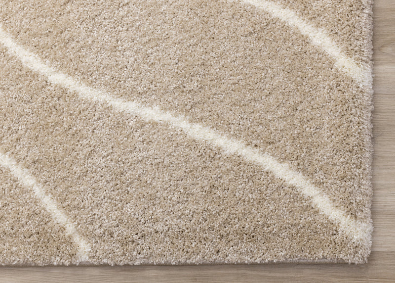 Fairmont Taupe Cream Curved Lines Rug, 6'7\" x 9'6\" Indoor Area Rug