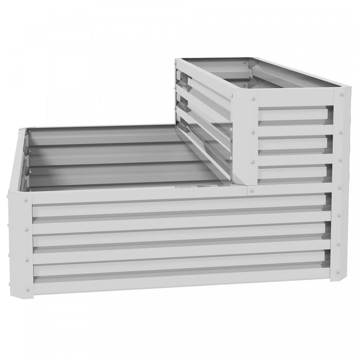 Outsunny 2 Tier Raised Garden Bed, 47\" X 40\" X 23'' Galvanized Steel Planter Box For Vegetables, Flowers And Herbs, Silver