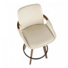 LumiSource Cosmo Faux Leather Mid-Century Modern Counter-Height Stool - Walnut/Cream|Tabouret moderne du milieu du 20e siècle Cosmo de hauteur comptoir en similicuir - noyer et crème