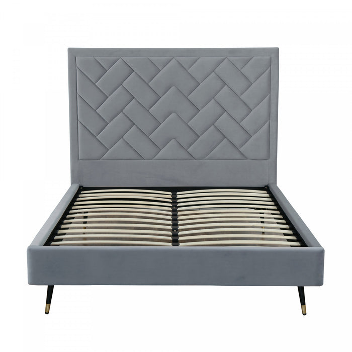 Crosby Modern Upholstered Velvet Queen Bed in Gray