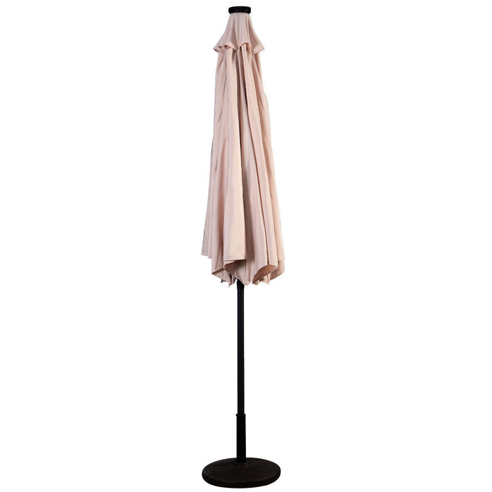 Costway 10ft Patio Solar Umbrella LED Patio Market Steel Tilt w/ Crank Outdoor Beige