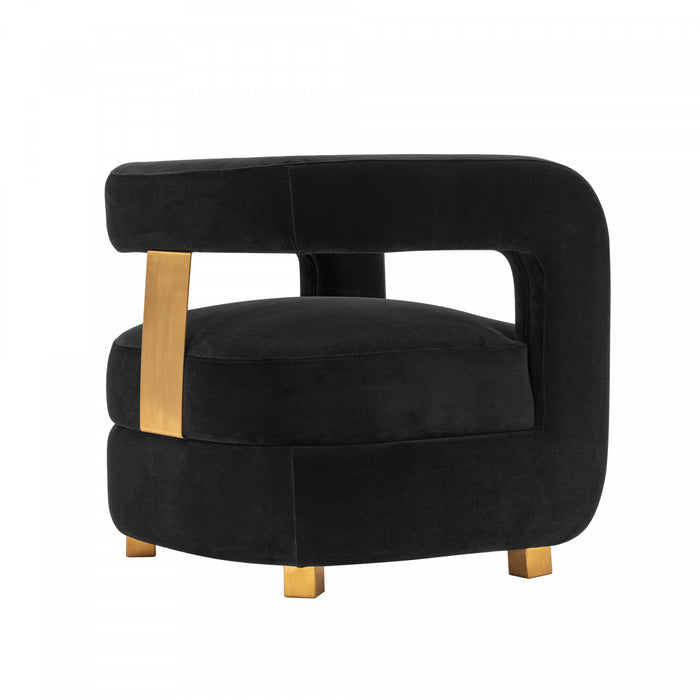 Amirah Modern Velvet Lounge Chair in Black - Set of 2