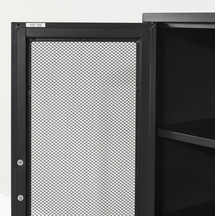 Crea Metal Mesh 2-Door Accent Cabinet - Black
