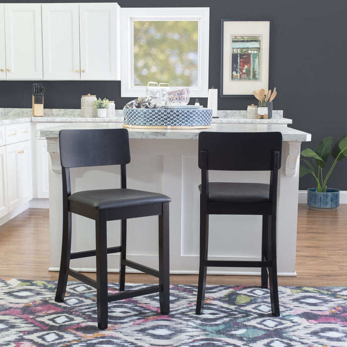 Torino Faux Leather Contemporary Counter-Height Stool - Black