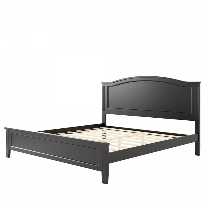 Benson Full Size Solid Wood Platform Bed with Stylish Headboard, Black