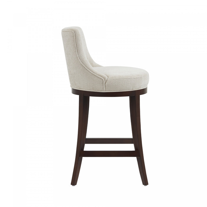 Lucia Modern Chenille Wood Upholstered Barstool in Natural - Set of 3