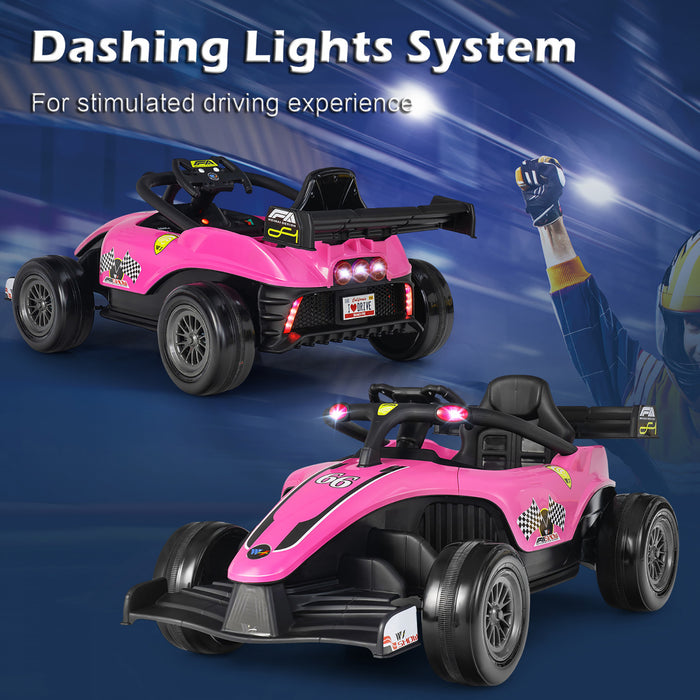 Costway 12v Kids Ride On Car Electric Racing Truck Remote Control W/ Mp3 & Lights Pink