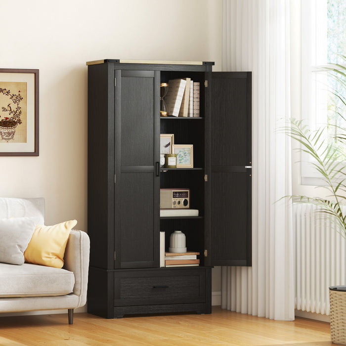 HOMCOM 69\" Tall Kitchen Storage Cabinet with Adjustable Shelves