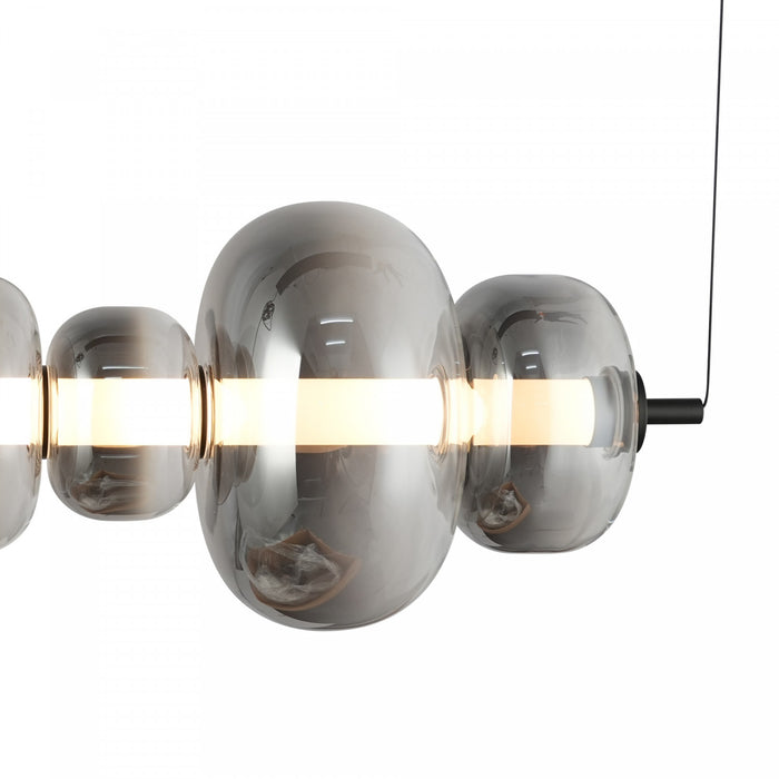 Astra Integrated Led Island Light, Black With Smoke Ombre Glassware