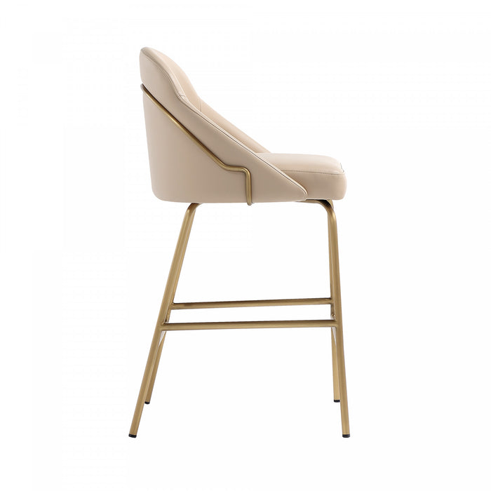 Gracie Modern Metal Upholstered Counter Stool in Tan and Gold - Set of 3