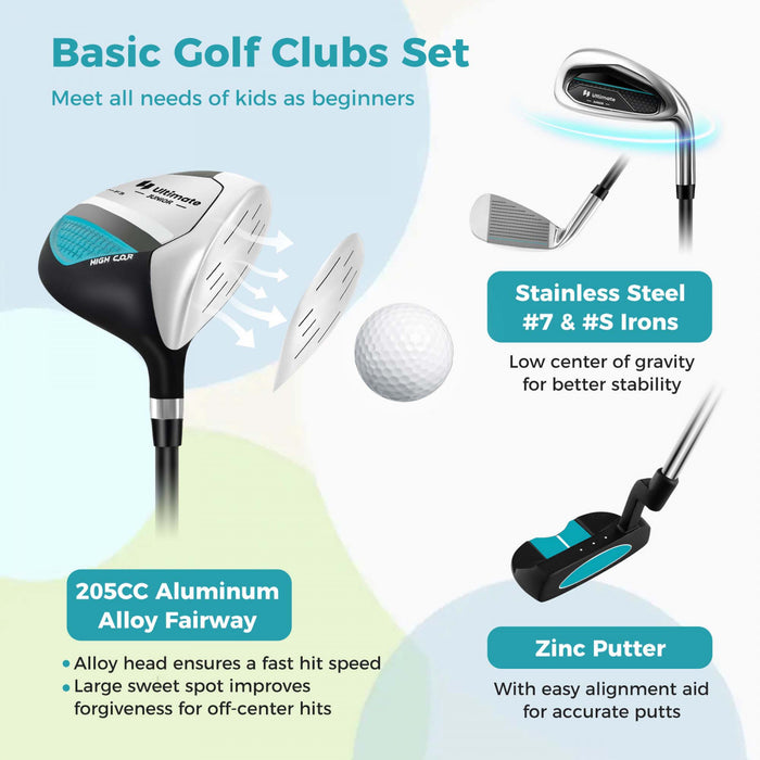 Ultimate Kids Golf Practice Set Junior Complete Golf Club Set For Kids Age 5-7 Years Old Blue
