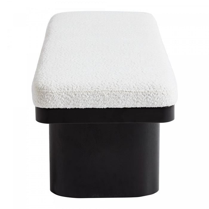 Olivia 47.5\" Wood Bed Bench Ottoman with Teddy Velvet Upholstery and Wooden Legs,Black